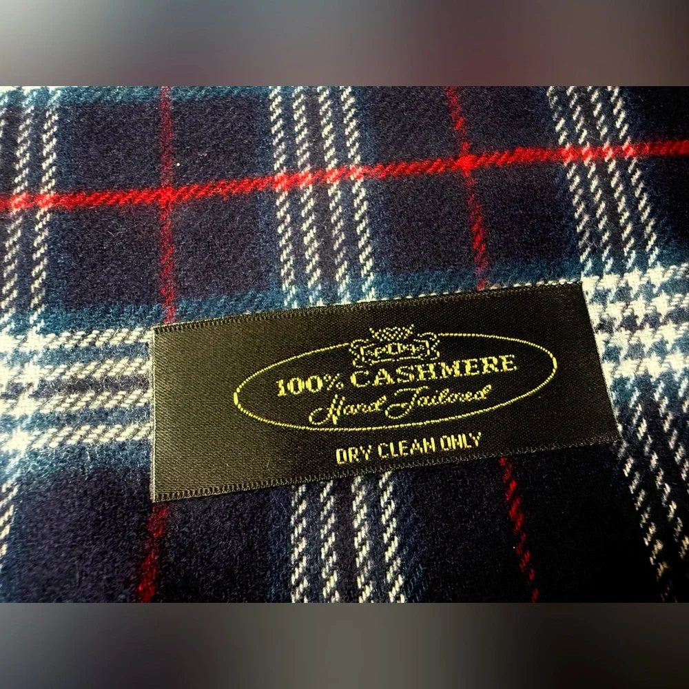 Plaid Navy and Red Unisex Scarf